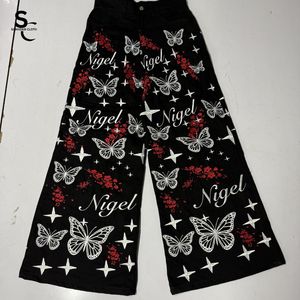 Jeans en denim entièrement brodés personnalisables de haute qualité pour hommes et femmes, taille mi-haute, style décontracté urbain, avec service OEM ODM - Product Image 4