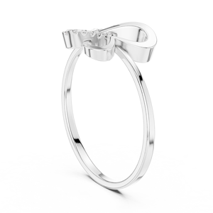 Bague ouverte papillon en or blanc 14 carats avec diamant de laboratoire taille ronde, moins d'un carat, plaqué rhodium de luxe, pour mariage et fiançailles - Product Image 2