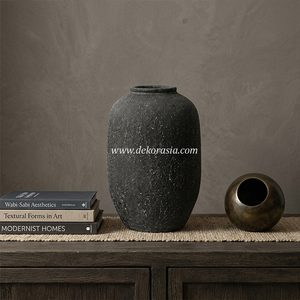 Wholesale <b>Handmade</b> Ceramic Vase Black Rustic Decorative <b>Pottery</b> Flower Vase for Home Decoration - Product Image 4