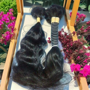 Venta al por mayor a granel extensiones de cabello indio virgen Remy de doble trama de Grado Superior paquetes de cabello crudo en la India - Product Image 1