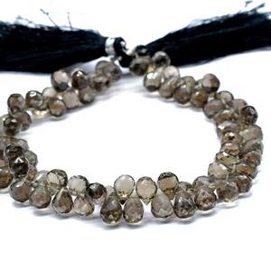 Perles facettées en quartz fumé de qualité supérieure 5*8mm, 8 pouces, taille du trou 0.40mm, Indian Gem Store pour la fabrication de bijoux - Product Image 1