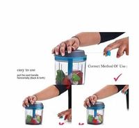Top voor Chopper 1000ml Handmatige Plastic Voedselverwerker 6 Roestvrijstalen Messen Antislip Basis Gemakkelijk Schoon te Maken Groenten Fruit