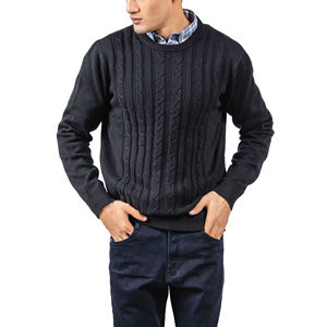 High Quality Winter CasualWool Pullover Sweater Solid Color Cable Knit Full Sleeve <b>Thick</b> Autumn Wear - Product Image 2