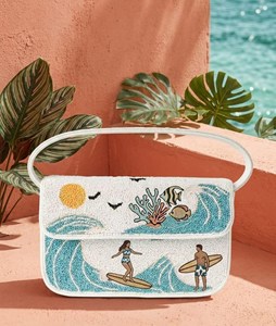 Handmade Linen <b>Beaded</b> Starfish Pattern Waterproof Shoulder Bag Women Designer Ocean Theme Fashion Evening <b>Purse</b> - Product Image 4