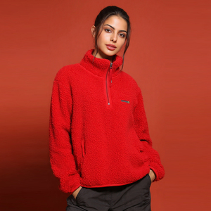 เสื้อแจ็คเก็ตขนเฟลซเชอร์ปาแบบไหล่ตกสำหรับผู้หญิง เสื้อแจ็คเก็ตขนเฟลซเชอร์ปาสำหรับฤดูหนาว เสื้อแจ็คเก็ตขนเฟลซเชอร์ปาแบบคอตั้งติดซิปสำหรับผู้หญิง - Product Image 3