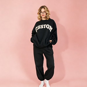 Ensemble sweat-shirt col montant et pantalon pour femme 2026 – Coupe oversize, court, pour adolescentes, ample, manches longues, hiver - Product Image 2