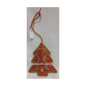 Forma de zapato Golden Zari bordado árbol de Navidad adornos colgantes Material de tela hecho a mano utilizado para decoraciones de fiesta de Festival - Product Image 6