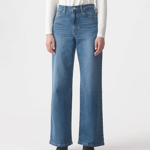 Jeans de Mezclilla Ecológicos al por Mayor para Mujer, Otoño-Invierno, 100% Algodón, Forro Polar, Corte Acampanado, Pierna Ancha, Vintage, Bordados, Cintura Alta - Product Image 1