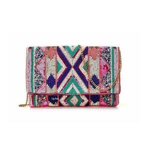 Sac à main décontracté indien fait main de luxe avec accessoires de mode en cristal, poignée perlée multicolore et style local durable - Product Image 1