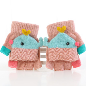 Guantes cálidos de dibujos animados de temporada para niños y niñas, guantes escolares para niños, guantes de medio dedo y cinco dedos - Product Image 3