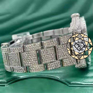 Women Stainless Steel Lab Diamond <b>Watch</b> Round <b>Case</b> Quartz Movement Analog Dial Sapphire Crystal Luxe Butterfly Clasp <b>Watch</b> - Product Image 2