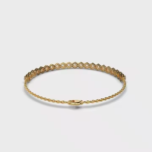 Pulseras de Moda, Pulsera de Tenis con Forma Hexagonal de Panal, Oro Amarillo de 14K, Diamantes Cultivados en Laboratorio, Pulseras de Cadena Delicadas para Mujer - Product Image 3