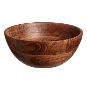 Bol de service à salade en bois d'acacia fait main personnalisé, nouveau style, poli, vente en gros pour les fêtes - Product Image 1