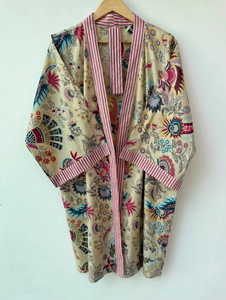 Bata Kimono de Algodón Suave con Estampado de Dibujos Animados para Mujer, Camisón de Verano Hecho a Mano ODM con Cuello en V y Cintura Elástica de Longitud Completa - Product Image 5