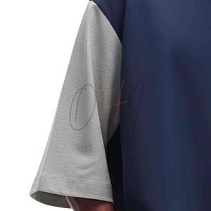 T-shirt en jersey respirant tie-dye surdimensionné pour homme avec logo personnalisé, manches raglan bicolores, streetwear, coton épais, épaules tombantes - Product Image 4