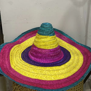 Sombrero Mexicano de Paja Ajustable con Rayas Multicolores, 51cm 54cm 58cm, para Fiestas de Verano al Aire Libre, Viajes, Negocios, Pesca y Excursiones - Product Image 1