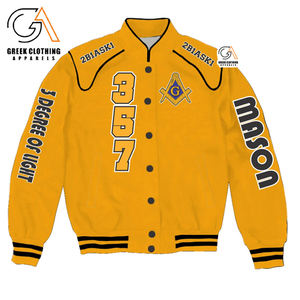 Chaqueta de béisbol de poliéster para hombre, estilo universitario, ecológica, de secado rápido, con cremallera, personalizada, para invierno, para Maestros Masones, venta al por mayor - Product Image 1