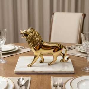Escultura de León de Latón Pulido de Lujo, Decoración de Mesa Art Deco, Figura de Animal Hecha a Mano para Comedor, Sala de Estar, Oficina, Hotel - Product Image 6