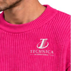 เสื้อสเวตเชิ้ตคอกลมโอเวอร์ไซส์สีชมพูสดสำหรับผู้ชาย แขนยาว ผ้าฝ้าย ทรงหลวม สไตล์ลำลอง สตรีทแวร์ แฟชั่นฤดูหนาว เสื้อจั๊มเปอร์ - Product Image 4
