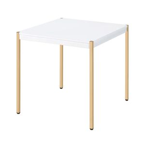 Tavolino Quadrato Bianco e Oro con Gambe in Metallo, Eleganti Tavolini da Caffè - Product Image 1
