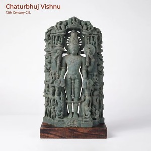 Réplica de la Estatua del Dios Hindú Vishnu de la Edad de Bronce, Escultura del Siglo XII, Chaturbhuj, Arte de Templo, Conservador Cósmico, Estatua de Museo - Product Image 1