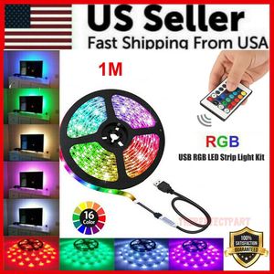 Striscia LED USB 5V per Smart Home, Retroilluminazione TV 5050 RGB con Cambio Colore e Telecomando a 24 Tasti - Product Image 1