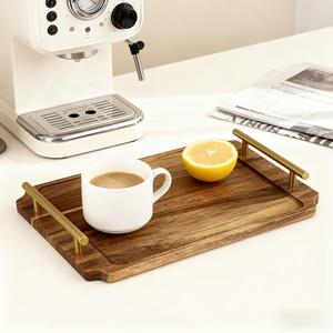 Plateau de rangement et de service en bois de qualité supérieure avec poignées en laiton, design élégant et durable pour la cuisine, la salle à manger et la décoration intérieure - Product Image 3