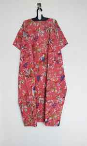 Vestido Kaftán de Algodón Boho con Estampado de Aves, Hecho a Mano, Maxi, para Playa, Ligero, para Verano - Product Image 2