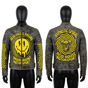 Graphic Print Leather Racing Jacket Custom Logo Performance Motorbike Gear Men Fashion Street Biker Rider Padded Safety Coat - Product Image 6