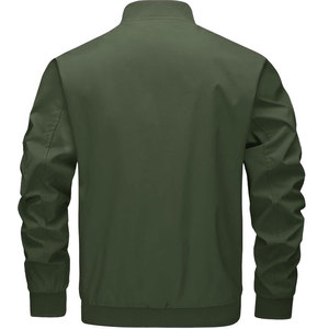 Blouson bomber vert pour homme, col montant, fermeture éclair, couleur unie, polyester, vêtement d'extérieur décontracté, coupe classique, pour l'automne - Product Image 2