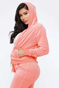 Ensemble de survêtement personnalisé pour femme en velours et velours côtelé, avec veste courte à fermeture éclair et poches, et pantalon de jogging - Product Image 6