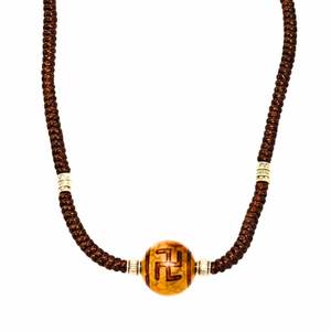Collar con Colgante de Cristal Natural Swastik Dzi de 1 Pulgada con Cuerda de Cuero Ajustable para Hombres y Niños - Product Image 3