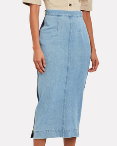 Women Cloth Skirt Two Tone Latest Long Denim Skirt Design Maxi Jeans Women's Skirt - Product Image 2