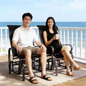 Set di Due Sedie a Dondolo Scorrevoli Marroni per Cortile e Patio Esterno - Product Image 1