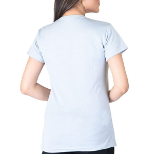 เสื้อยืดคอกลมแขนสั้นสีฟ้าอ่อนสำหรับผู้หญิง ผ้าฝ้ายเจอร์ซีย์ 100% สีพื้น สวมใส่สบาย ทรงปกติ ใส่ได้ทุกฤดู รุ่นปี 2026 - Product Image 3