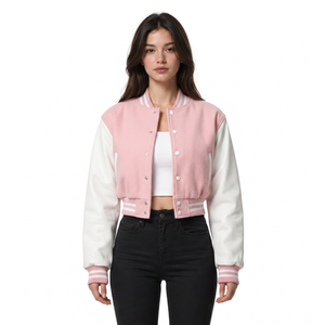Custom womens varsity streetwear jacket wool body <b>leather</b> sleeve private label wholesale low MOQ supplier - Product Image 3