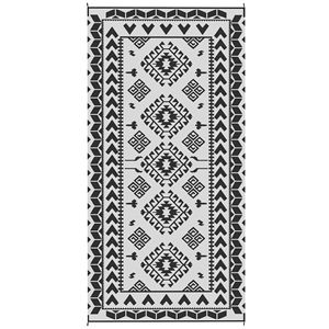 Tappeto da Esterno Reversibile Impermeabile 9FT X 18FT Bianco e Nero in Paglia Sintetica con Borsa per il Trasporto, Motivo a Rombi Bianco e Nero - Product Image 1