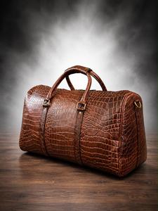 Handmade Genuine Leather Crocodile Embossed <b>Duffel</b> <b>Bag</b> Luxury Weekender Travel <b>Bag</b> Overnight Gym Carry Luggage <b>Bag</b> - Product Image 3