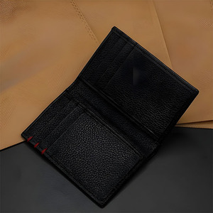 Premium Genuine Leather Passcase Red Accent Stitching Luxury Credit Card Holder <b>Slim</b> Billfold <b>Wallet</b> Stylish Organiser For <b>Men</b> - Product Image 5