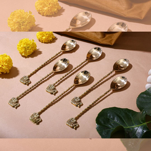 Gold Plated Brass Luxury <b>Elephant</b> Spoon Set Long Handle Mirror Polish Vintage Design Business <b>Gifts</b> Tea Spoons - Product Image 3