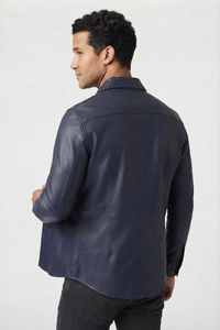Camisa de Hombre de Cuero Genuino con Botones, Camisa de Cuero Vacuno Premium, Manga Larga, Estilo Casual y de Negocios, Diseño Personalizado - Product Image 2