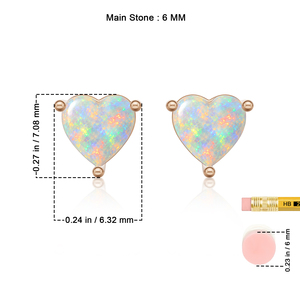 Heerani Jewels Natural 925 <b>Sterling</b> <b>Silver</b> Trendy Stud Vermeil Rose Gold Unisex Engagement Wedding <b>Earrings</b> Opal <b>Heart</b> IGI Claw - Product Image 6