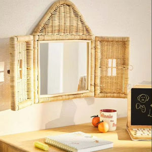 Diseño más reciente 2026 - Espejo de pared con forma de puerta - Decora los dormitorios infantiles, tejido con ratán natural. - Product Image 1
