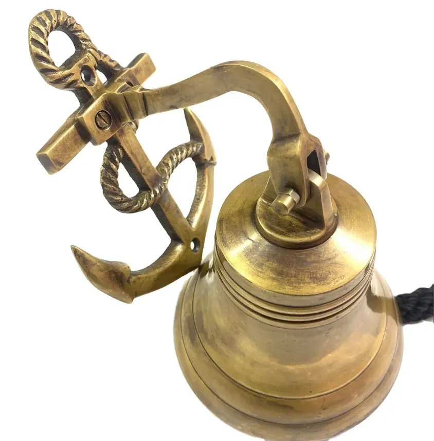 5 pollici finitura anticata campana per nave in ottone nautica campana per nave marina vendita campana personalizzata parete nautica ancora Vintage Decor Han
