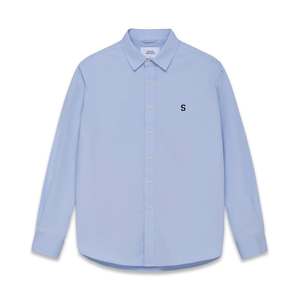 Camisa Oxford Azul Lisa Personalizada para Hombre con Logotipo Bordado, Manga Larga, Formal e Informal, Fabricante de Ropa Vietnamita - Product Image 3