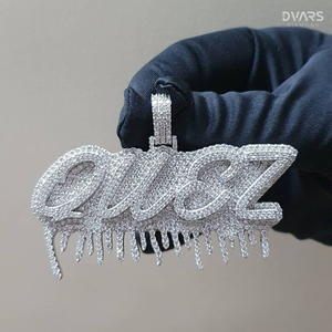 Colgante de Letra Personalizado con Incrustaciones de Moissanita en Plata de Ley 925, Estilo HipHop, con Efecto de Goteo, Colgante de Letra Inicial - Product Image 3