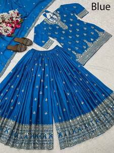 Ensemble Sharara pour femme avec broderie lourde et travail Jarkan, en Faux Georgette, pour mariage et Diwali, vêtements indiens, nouveau design - Product Image 4