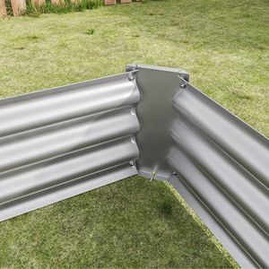 Fioriera Rettangolare Rialzata in Metallo Argentato 6 X 3 X 1 Piede, Vasi da Giardino per Verdure, Fiori e Piante - Product Image 4