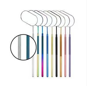 Colorful Metal <b>Makeup</b> <b>Mirror</b> Tools With Oval Reflective Heads And Textured Handles For Precise Application - Product Image 4