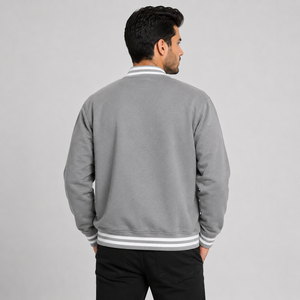 Stylish <b>Canvas</b> Varsity <b>Jacket</b> Delivering Soft Warmth Durable Performance Sporty Sophistication Fashionable Casual Outerwear - Product Image 3